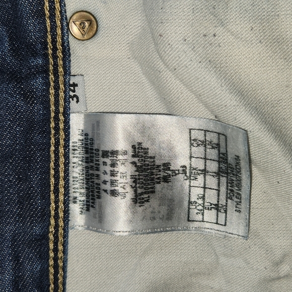 GUESS MENS JEANS W34 L30 LINCOLN DISTRESSED WASHED BLUE DENIM PREOWNED - Picture 8 of 15